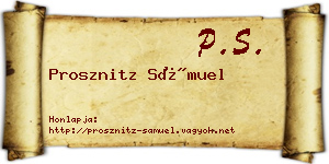 Prosznitz Sámuel névjegykártya